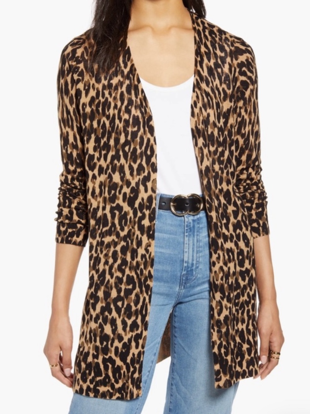 Halogen Leopard-Print Open Cardigan